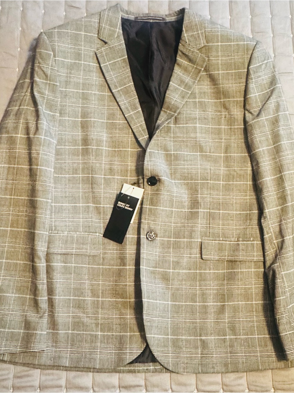 H&M Grey Plaid Blazer Jacket Sport Coat Men's Skinny Fit Coupe Ultra 48 Regular